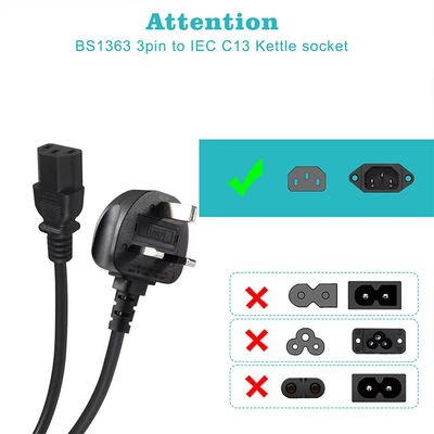 Großbritannien bis C13 Stromkabel 1.2M 250V 13A 16AWG Schwerlastkabel für Server/Medizintechnik/Rechenzentrum PDU (CE/BS1363/RoHS)