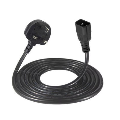 Großbritannien zu C14 Stromkabel 1.2M 250V 10A 16AWG abgeschirmtes Kabel für UPS/Server-Rack/Medizintechnik (IP67/RoHS/BS1363)