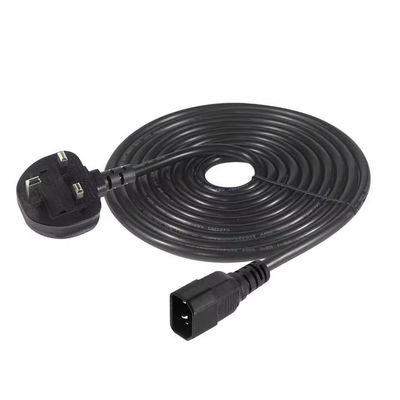 Großbritannien zu C14 Stromkabel 1.2M 250V 10A 16AWG abgeschirmtes Kabel für UPS/Server-Rack/Medizintechnik (IP67/RoHS/BS1363)