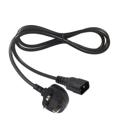 Großbritannien zu C14 Stromkabel 1.2M 250V 10A 16AWG abgeschirmtes Kabel für UPS/Server-Rack/Medizintechnik (IP67/RoHS/BS1363)
