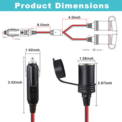 12V 24V Dual-Socket-Auto-Zigarettenanzünder-Splitter-Adapter-Verlängerung für SUV-LKW-Transporter-Stromversorgung-Ladegerät-Stromerweiterung