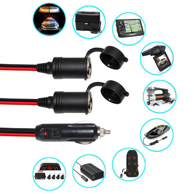 2 in 1 Zigaretteneinbrecher Stecker zu doppelter weiblicher Steckdose Splitter Adapter für 12V/24V Fahrzeugstromverlängerung