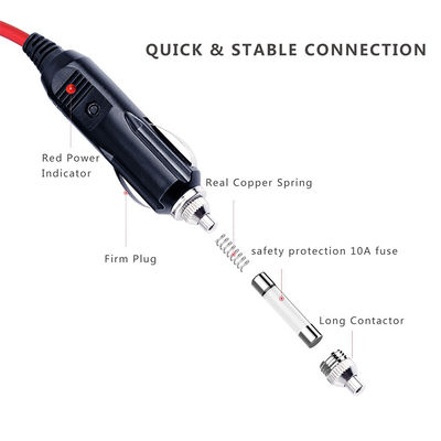 12V Zigarettenschalter für Autos Stecker zum Gleichspannverbindungs-Stromkabel für Dash Cam Router-Kühler und DIY-Geräte