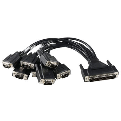 DB-62 Männlich bis 7x DB-9 Männlich Breakout-Kabel für industrielle serielle Kommunikation, RS232/RS485 Splitter - 1,2 m schwarz