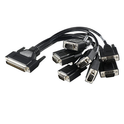 DB-62 Männlich bis 7x DB-9 Männlich Breakout-Kabel für industrielle serielle Kommunikation, RS232/RS485 Splitter - 1,2 m schwarz