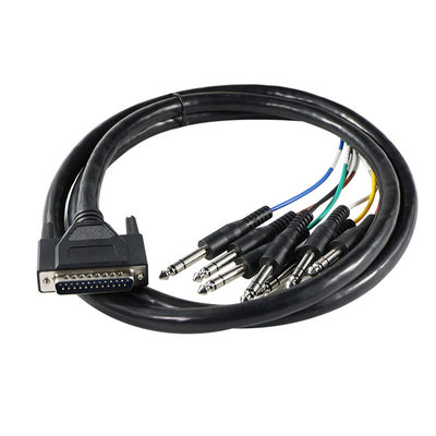 DB - 25 to 6.35mm TS Audio Breakout Cable Shielded 28AWG for Pro Audio Equipment/Recording Studios with 4ft Length