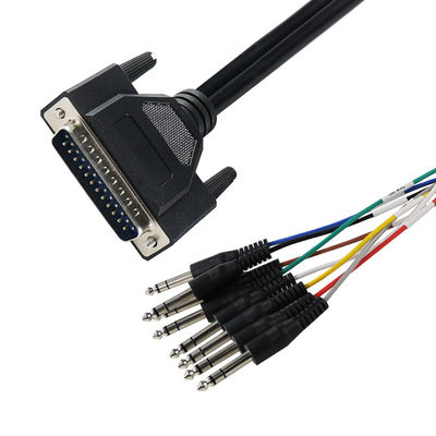 DB - 25 to 6.35mm TS Audio Breakout Cable Shielded 28AWG for Pro Audio Equipment/Recording Studios with 4ft Length