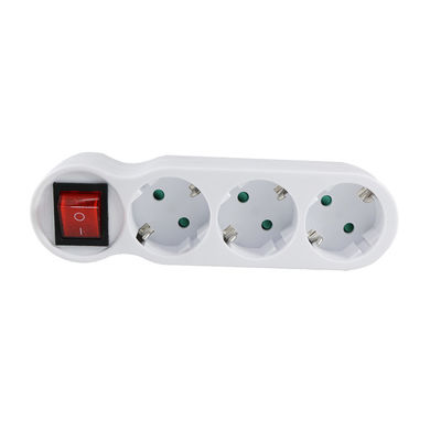 White 3 - Port Power Strip with Red Toggle Switch - Space - Saving, Suitable for Various Appliances EU Standard