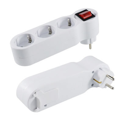 White 3 - Port Power Strip with Red Toggle Switch - Space - Saving, Suitable for Various Appliances EU Standard