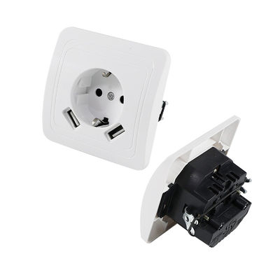 Europäisches Standard-Wand-Stromanschluss-Panel mit Erdungsanlage 250V 16A Flush Mount für Zuhause und Büro