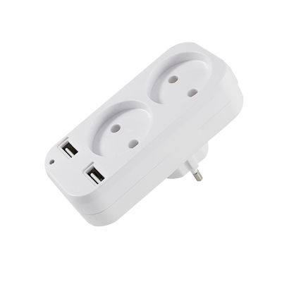 European Standard Dual AC Outlet Plug Adapter with 2 USB Charging Ports 250V 10A Wall Mount Power Converter