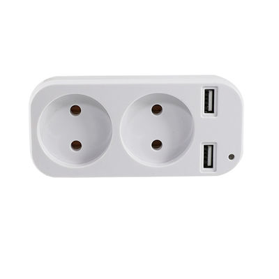 European Standard Dual AC Outlet Plug Adapter with 2 USB Charging Ports 250V 10A Wall Mount Power Converter