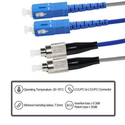 SC bis FC Glasfaserpatchkabel - Einzel- oder Multimode-Sprung für FTTH-, ODF-, Telekommunikations- und Rechenzentrumsanwendungen