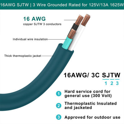 Gerade NEMA5-15P Mann zu Frau 5-15R Steckdose Grüne Verlängerung USA 3Pin Stecker