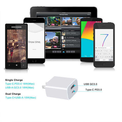 US 2-Pin 18W Dual USB Wandladegerät – Typ-C & USB-A Schnelllade-Netzteil für Smartphone, Tablet, Kamera