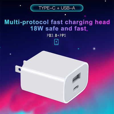US 2-Pin 18W Dual USB Wandladegerät – Typ-C & USB-A Schnelllade-Netzteil für Smartphone, Tablet, Kamera