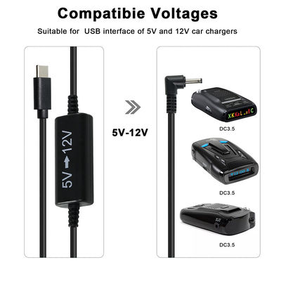 USB-C bis 12V-Step-Up-Kabel mit Gleichstromstecker -5V bis 12V Stromwandlerkabel für Router, LED, Kamera, Ventilator