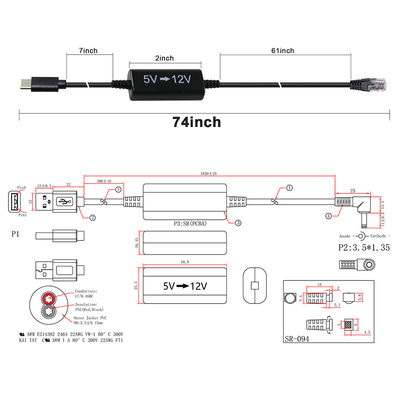 USB-C zu RJ45 Strominspritzkabel -5V bis 12V Step-Up Ethernet-Adapter für IP-Kamera, Access Point, IoT-Gerät