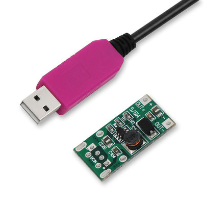 USB-auf-DC 5V auf 12V Step-Up-Stromkabel mit transparentem blau/weiß/rosa Gehäuse - Boost-Adapter für Router, LED, IoT-Geräte