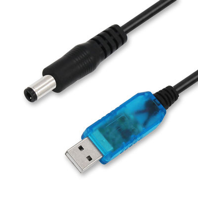 USB-auf-DC 5V auf 12V Step-Up-Stromkabel mit transparentem blau/weiß/rosa Gehäuse - Boost-Adapter für Router, LED, IoT-Geräte