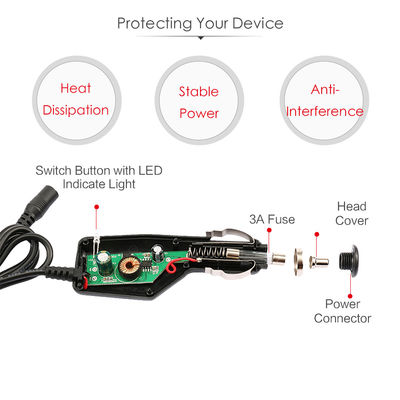 12V Auto-Zigarettenanzünder-Netzteil mit DC 5,5x2,1mm Hohlstecker - Fahrzeug-Ladekabel für LED-Streifen, Router, DIY