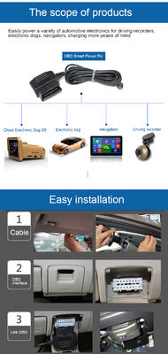 OBD2-auf-DC-5,5x2,1-mm-Stromkabel für Dashcam – ACC/Parkmodus-Festverdrahtungsadapter mit intelligenter Spannungsabschaltung für 12-V-Auto-DVR