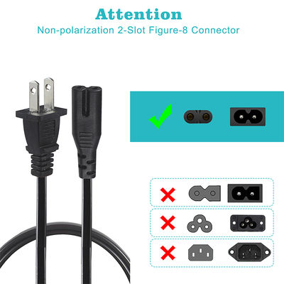 NEMA 1-15P bis IEC C7 Stromkabel -Flachstecker nach Abbildung 8 Steckkabel für Laptop, DVD-Player, Spielekonsole, kleine Geräte