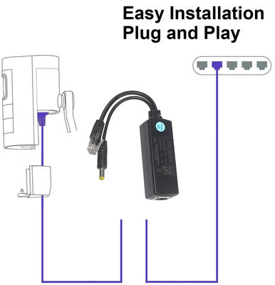 PoE Splitter mit Gleichspannungsausgang - 48V bis 12V/9V/5V Step Down Power Over Ethernet Converter für IP-Kamera, Raspberry Pi, Access Point