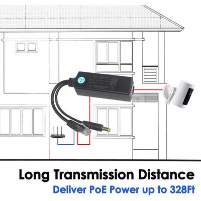 PoE Splitter mit Gleichspannungsausgang - 48V bis 12V/9V/5V Step Down Power Over Ethernet Converter für IP-Kamera, Raspberry Pi, Access Point