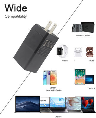US Plug 65W USB-Wandladegerät ¢ Dual-Port-Adapter mit USB-C- und USB-A-Ausgang für Laptop, Telefon, Tablet, Reiseladung (100 ¢ 240V-Eingang)