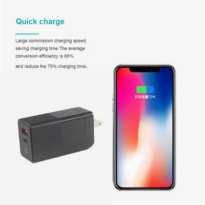 US Plug 65W USB-Wandladegerät ¢ Dual-Port-Adapter mit USB-C- und USB-A-Ausgang für Laptop, Telefon, Tablet, Reiseladung (100 ¢ 240V-Eingang)