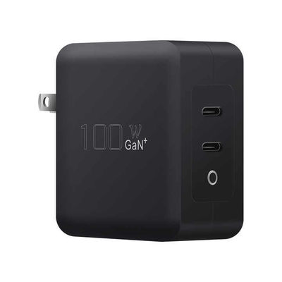 US-Stecker 100W Dual USB-C Wandladegerät – 2-Port Schnellladeadapter für Laptop, Tablet, Telefon, Typ-C-Geräte (100–240V Eingang)