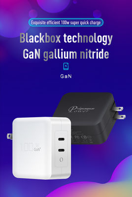 US-Stecker 100W Dual USB-C Wandladegerät – 2-Port Schnellladeadapter für Laptop, Tablet, Telefon, Typ-C-Geräte (100–240V Eingang)