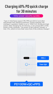 100 Watt GaN USB-C Wandladegerät mit UK/EU 2-Pin Stecker