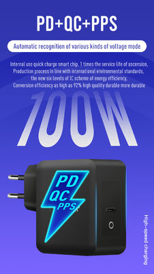 100 Watt GaN USB-C Wandladegerät mit UK/EU 2-Pin Stecker