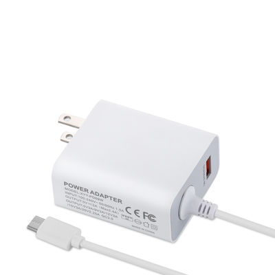 60W USB-C US Wandladegerät mit festem Kabel, Hochgeschwindigkeits-Type-C-Power-Adapter für Smartphones, Tablets und Laptops