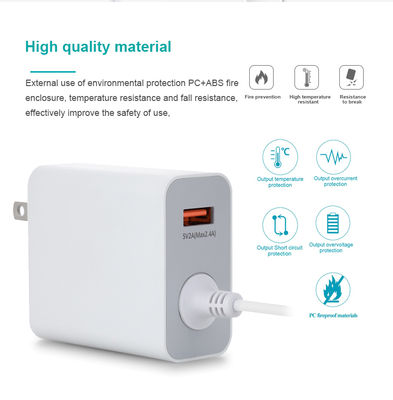 60W USB-C US Wandladegerät mit festem Kabel, Hochgeschwindigkeits-Type-C-Power-Adapter für Smartphones, Tablets und Laptops