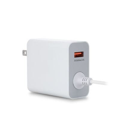 60W USB-C US Wandladegerät mit festem Kabel, Hochgeschwindigkeits-Type-C-Power-Adapter für Smartphones, Tablets und Laptops