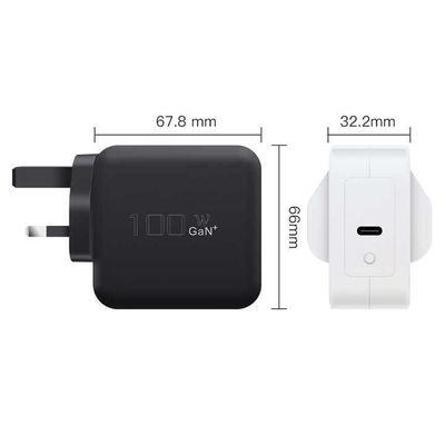 2-Pin-USB-C-Ladegerät mit doppelten Ports, 100W High-Speed Type-C-Power-Adapter für Laptops, Tablets und Smartphones