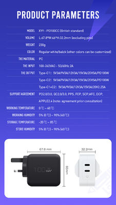2-Pin-USB-C-Ladegerät mit doppelten Ports, 100W High-Speed Type-C-Power-Adapter für Laptops, Tablets und Smartphones