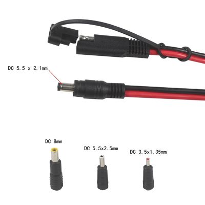 SAE-zu-DC-Koaxialadapterkabel - 6 Fuß 14AWG Schnellverschluss-Trennstecker 5,5 mm x 2,1 mm Stecker-Verlängerung mit 8 mm, 2,5 mm, 3,5 mm Adaptern für Kraftfahrzeuge (B09N3LCJ4F)