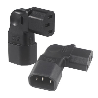 QIUCABLE Linkswinkel-IEC-Adapter, C14 Männlich auf C13 Weiblich, 90-Grad-Stecker, 250 V Wechselstrom, 10 A Max, 100% reines Kupfer, PVC-Jackett (B09V122QLV)