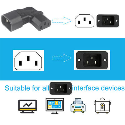 QIUCABLE Linkswinkel-IEC-Adapter, C14 Männlich auf C13 Weiblich, 90-Grad-Stecker, 250 V Wechselstrom, 10 A Max, 100% reines Kupfer, PVC-Jackett (B09V122QLV)