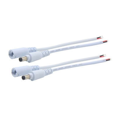 DC Male Plug / Female Jack to Tinned Bare Wire Termination -5.2mm x 2.1mm Power Connector Cable for CCTV, LED, DIY Applications