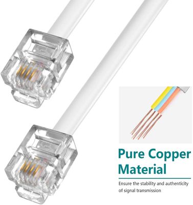 RJ11 Telefonverlängerungskabel 4-adrig flach für DSL-Modem-Sicherheitssysteme