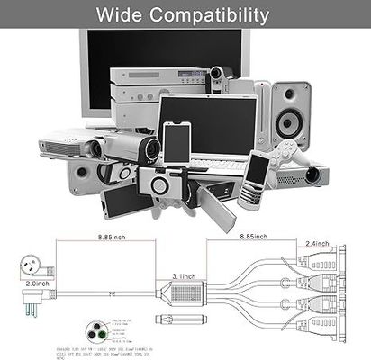 NEMA 5-15P auf 4-fach US-Steckdosen-Stromverteilerkabel 125V 15A