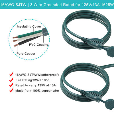 NEMA 5-15P auf 3-Wege US-Steckdosen-Verteiler Stromverlängerungskabel 125V AC