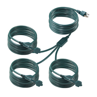 NEMA 5-15P zu 3-Wege US-Auslass-Splitter-Stromverlängerungskabel - 125 V Wechselstrom-Schwerlastkabel für Zuhause, Büro, Werkstatt