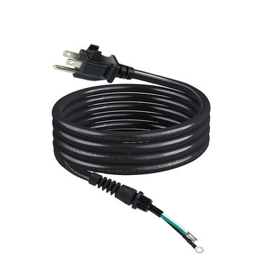 3P offenes Verlängerungskabel, NEMA 5-15P Stecker auf offene Drähte, 14AWG Stromkabel mit Zugentlastungs-Kabelclip, für Innen- und Außenbereich