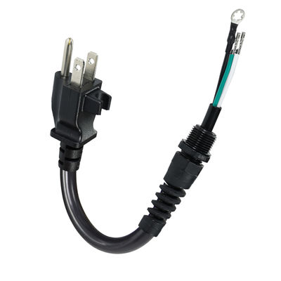 3P offenes Verlängerungskabel, NEMA 5-15P Stecker auf offene Drähte, 14AWG Stromkabel mit Zugentlastungs-Kabelclip, für Innen- und Außenbereich